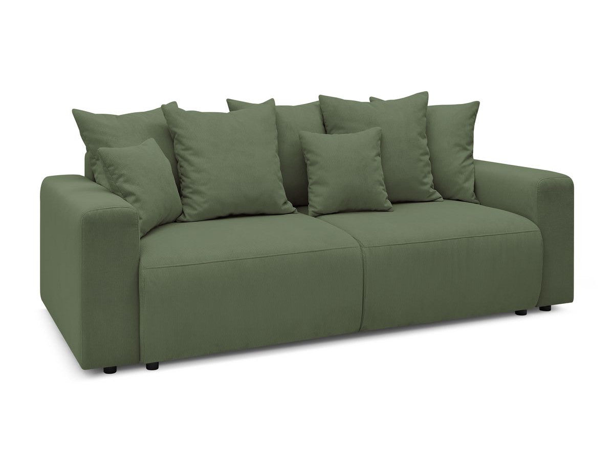 Canapé droit convertible coffre ENVY velours côtelé avec pouf