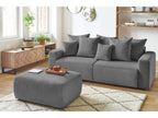 Canapé droit convertible coffre ENVY velours côtelé avec pouf