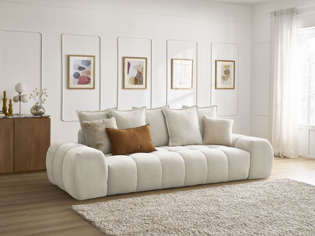 Canapé droit convertible coffre EVEREST tissu texturé
