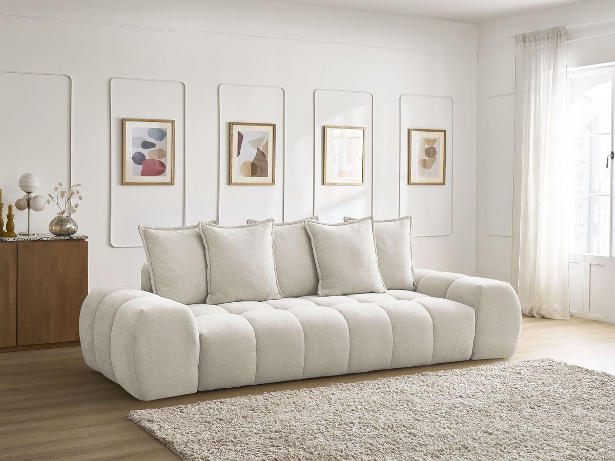 Canapé droit convertible coffre EVEREST tissu texturé