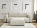 Canapé droit convertible coffre LUCIEN tissu lisse avec pouf