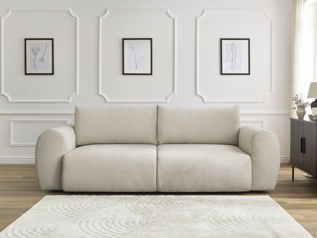 Canapé droit convertible coffre LUCIEN tissu lisse