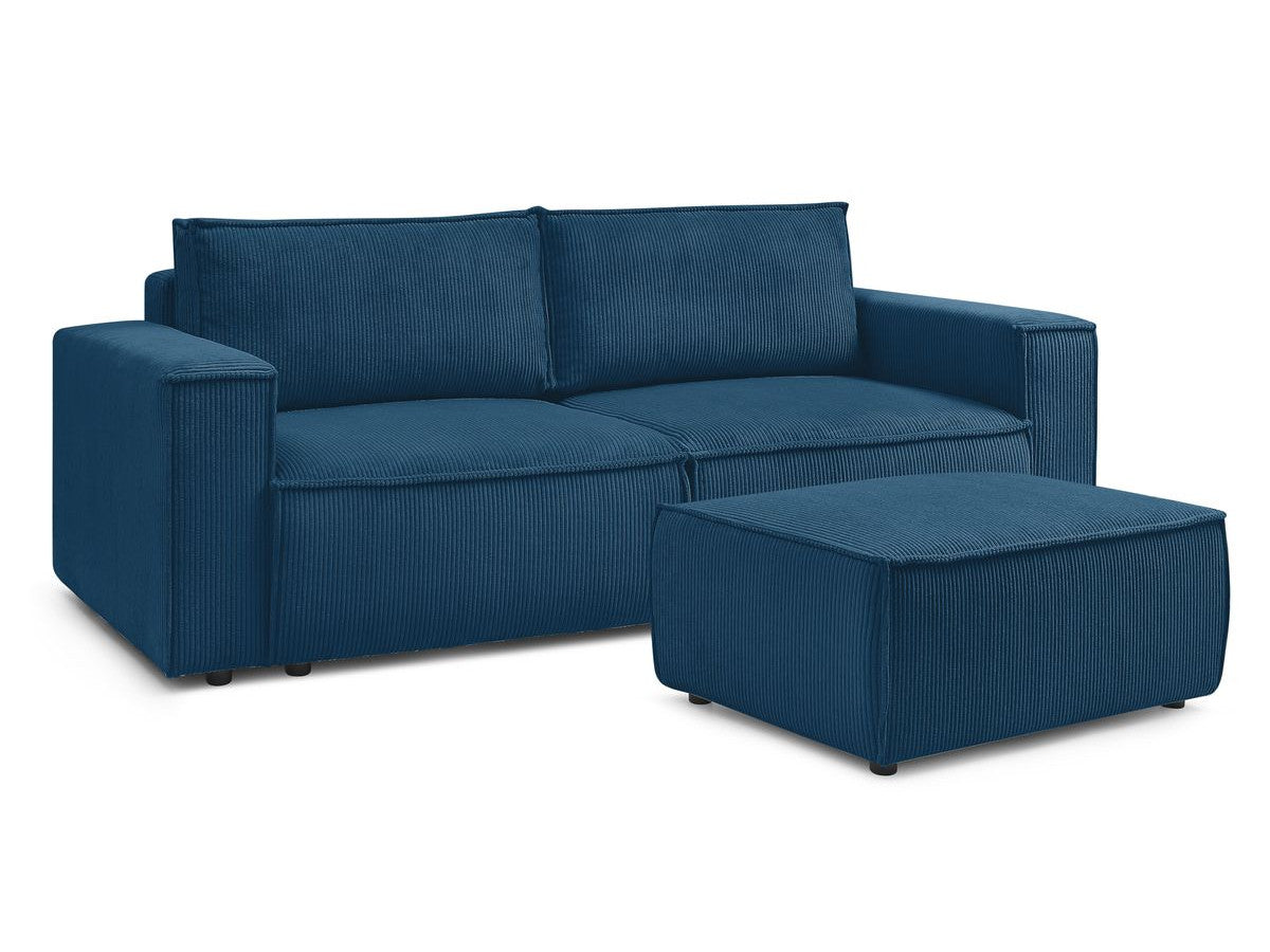 Canapé droit convertible coffre NIHAD velours côtelé avec pouf
