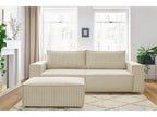 Canapé droit convertible coffre NIHAD velours côtelé avec pouf