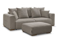 Canapé droit convertible coffre SIDONIE velours côtelé avec pouf