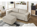 Canapé droit convertible coffre tablette NIHAD velours côtelé avec pouf