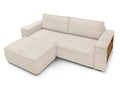 Canapé droit convertible coffre tablette NIHAD velours côtelé avec pouf