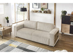 Canapé droit convertible coffre tablette NIHAD velours côtelé avec pouf