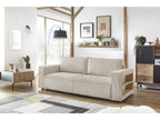 Canapé droit convertible coffre tablette NIHAD velours côtelé avec pouf