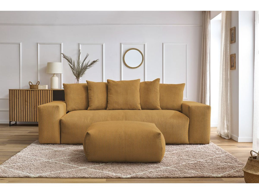 Canapé droit convertible coffre VOLTAIRE avec pouf