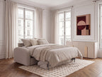 Canapé droit convertible KENAN ouverture express tissu bouclette