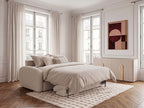 Canapé droit convertible KENAN ouverture express tissu lisse