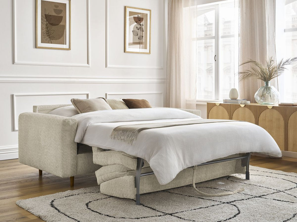 Canapé droit convertible NOUVEAU COCOONE ouverture express tissu bouclette