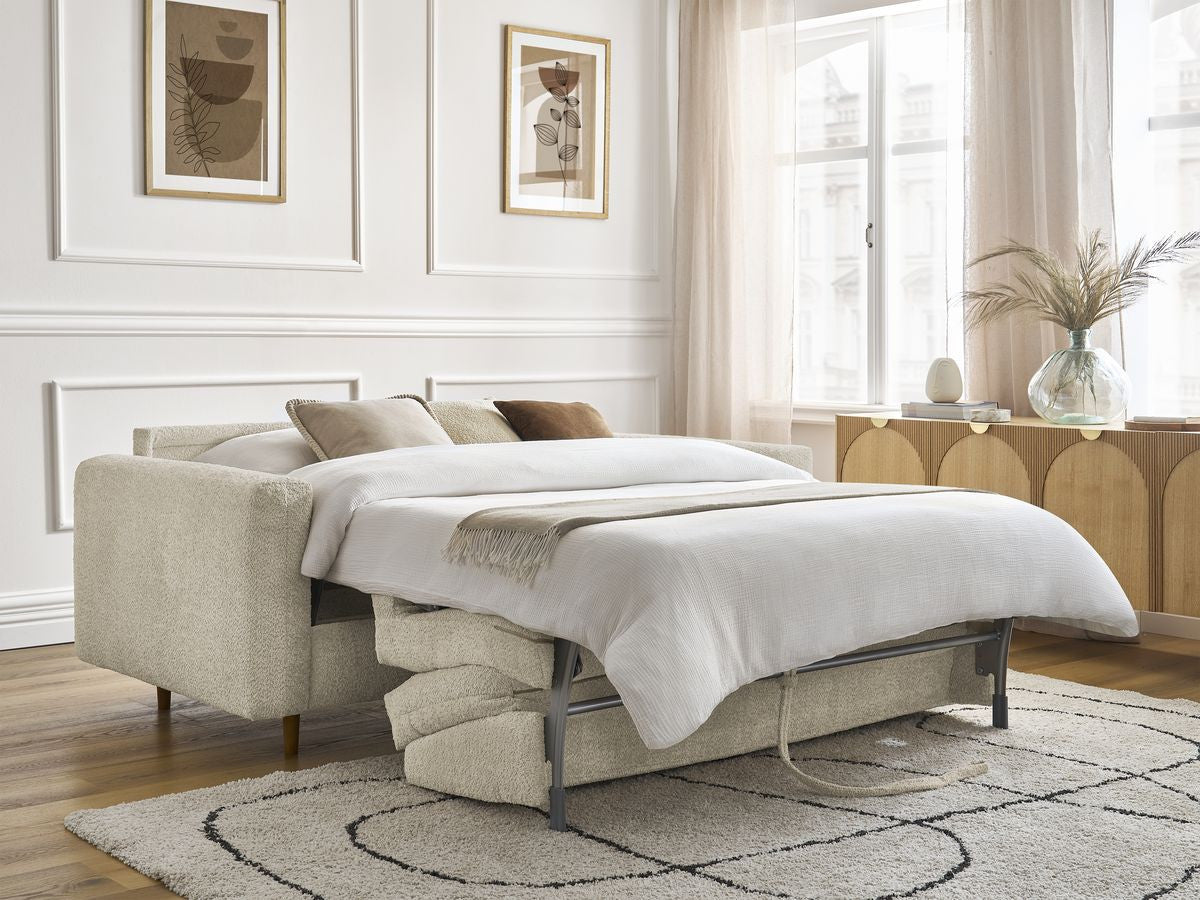 Canapé droit convertible NOUVEAU COCOONE ouverture express tissu bouclette