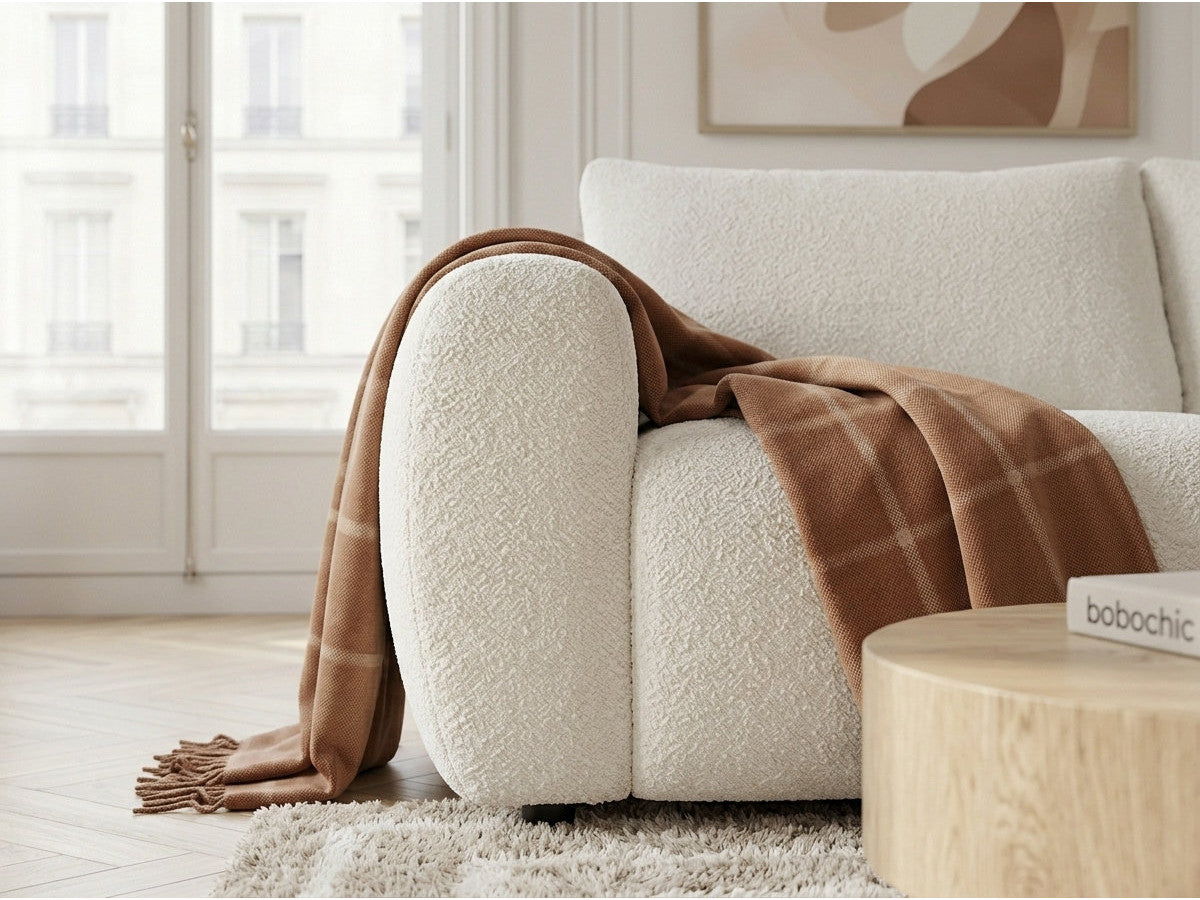 Canapé droit convertible ouverture express 3 places FUJI tissu bouclette