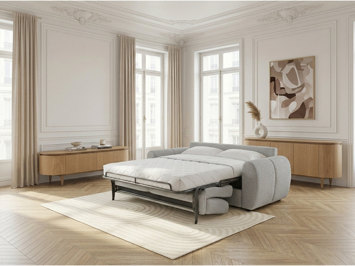 Canapé droit convertible ouverture express 3 places FUJI tissu chiné