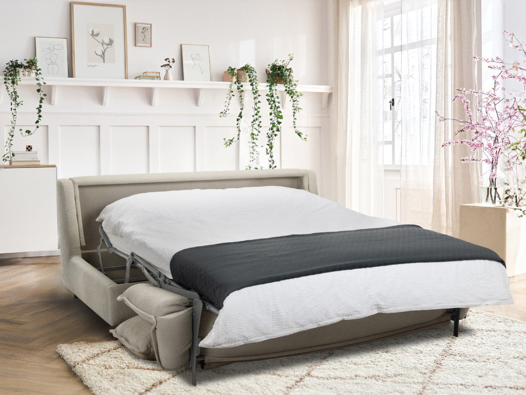 Canapé droit convertible ouverture express ISADORA tissu texturé
