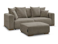 Canapé droit convertible SIDONIE tissu chiné avec pouf