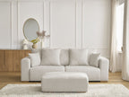 Canapé droit convertible SIDONIE tissu chiné avec pouf