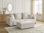 Canapé droit convertible SIDONIE tissu chiné avec pouf