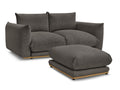 Canapé droit fixe 2 places ERNEST tissu velours côtelé avec pouf