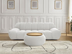 Canapé droit fixe 2 places HAYDEN tissu mesh avec pouf petit avec plateau