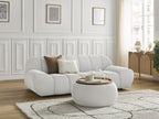 Canapé droit fixe 2 places HAYDEN tissu mesh avec pouf petit avec plateau