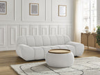 Canapé droit fixe 2 places HAYDEN tissu mesh avec pouf petit avec plateau