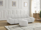 Canapé droit fixe 2 places HAYDEN tissu mesh avec pouf petit