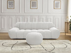 Canapé droit fixe 2 places HAYDEN tissu mesh avec pouf petit