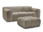 Canapé droit fixe 2 places MELISSE tissu chiné avec pouf