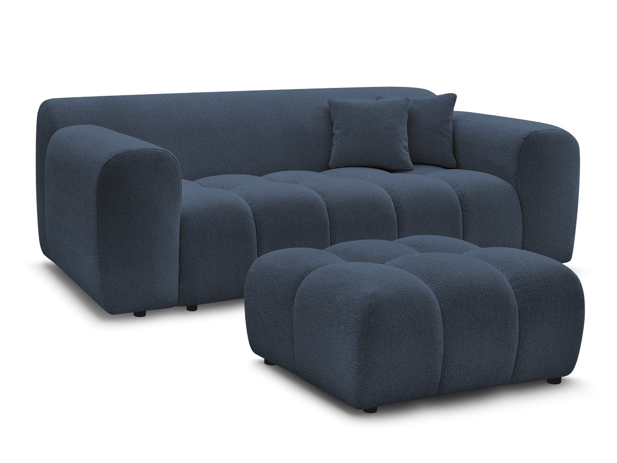 Canapé droit fixe 2 places MELISSE tissu chiné avec pouf