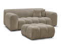 Canapé droit fixe 2 places MELISSE tissu texturé avec pouf