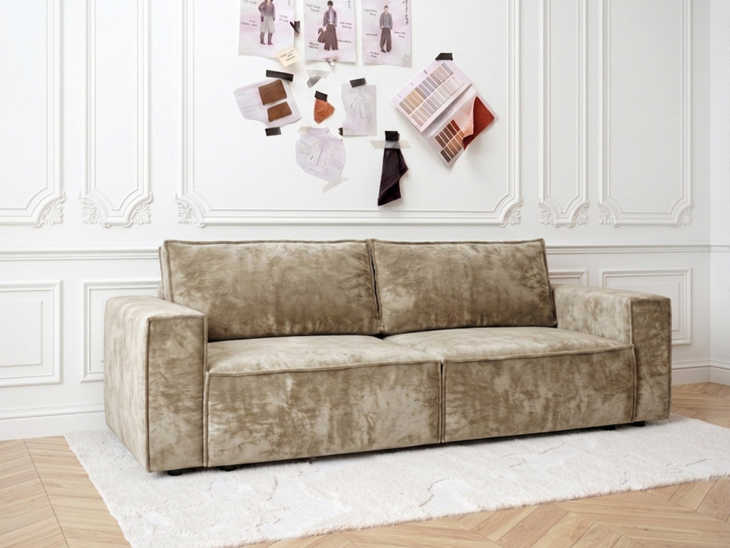Canapé droit fixe 2 places NIHAD tissu velours
