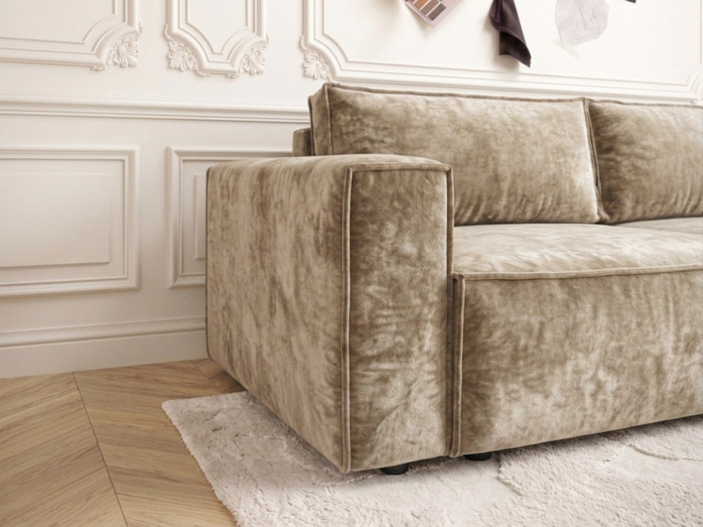 Canapé droit fixe 2 places NIHAD tissu velours
