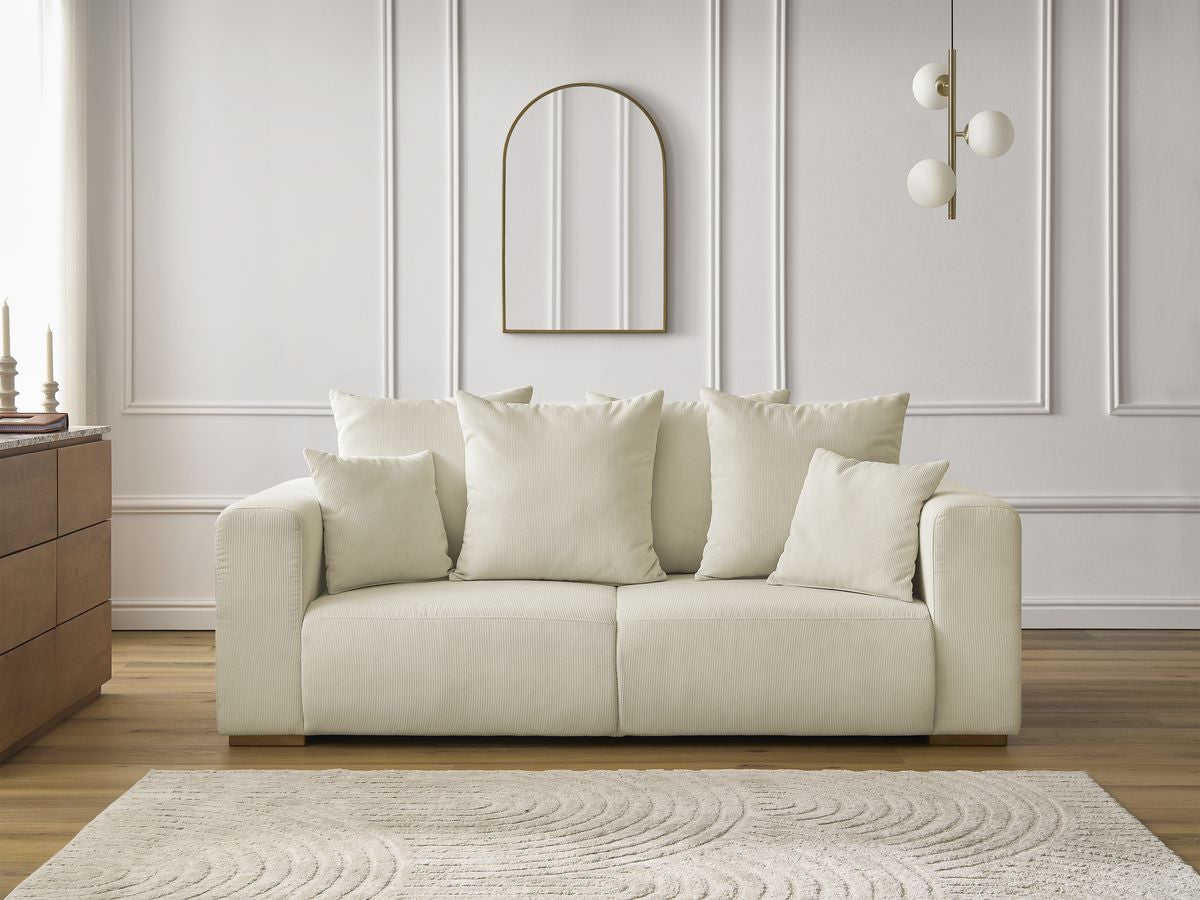 Canapé droit fixe 2 places SIDONIE velours côtelé