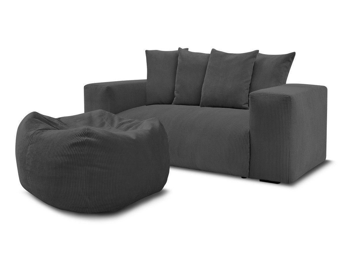 Canapé droit fixe 2 places VOLTAIRE avec pouf