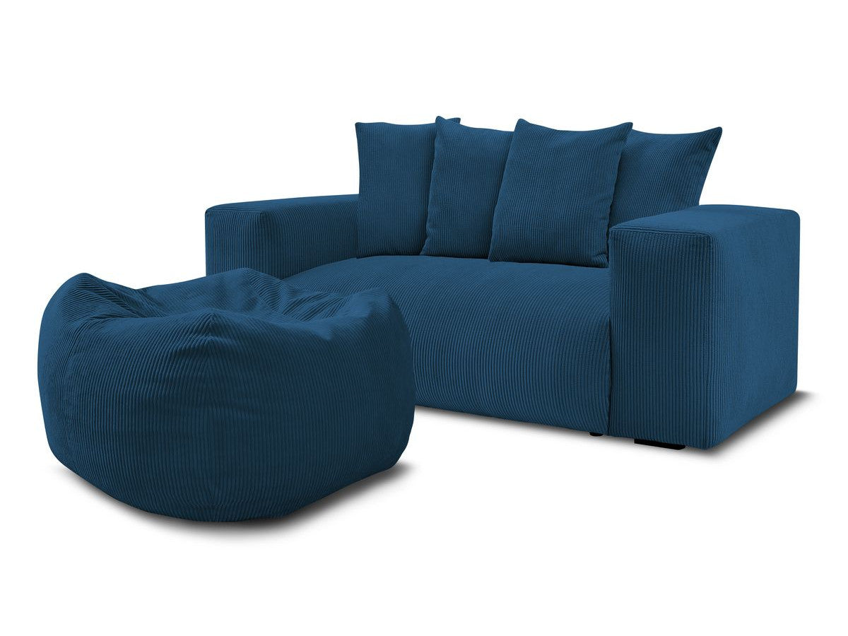 Canapé droit fixe 2 places VOLTAIRE avec pouf