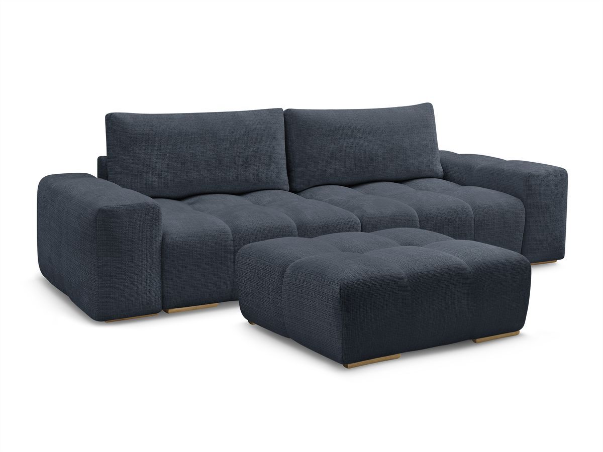 Canapé droit fixe 3 places ANAKIN tissu texturé avec pouf