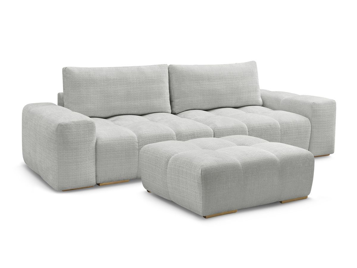 Canapé droit fixe 3 places ANAKIN tissu texturé avec pouf