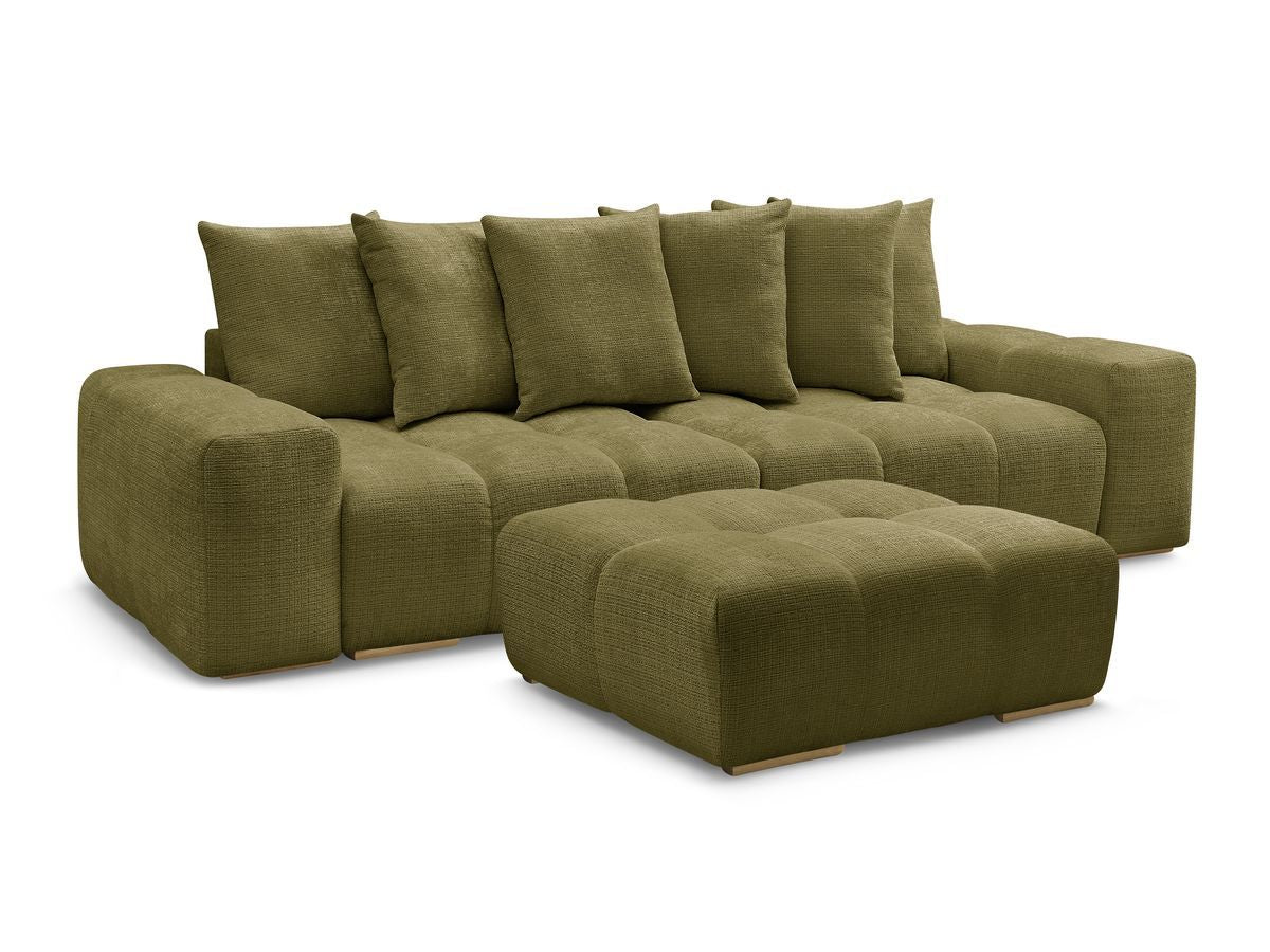 Canapé droit fixe 3 places ANAKIN tissu texturé avec pouf