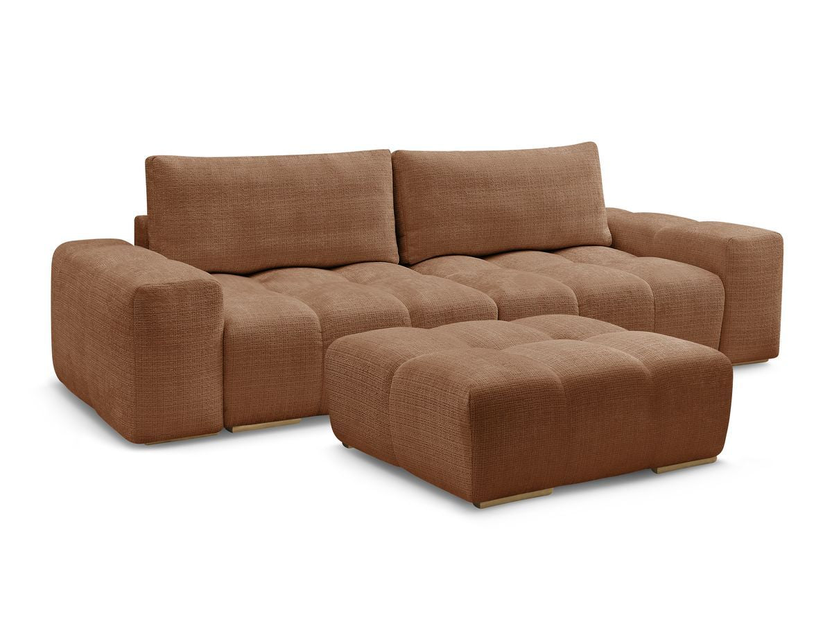 Canapé droit fixe 3 places ANAKIN tissu texturé avec pouf