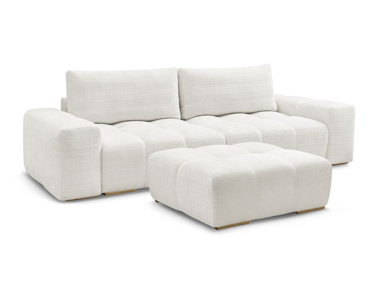 Canapé droit fixe 3 places ANAKIN tissu texturé avec pouf