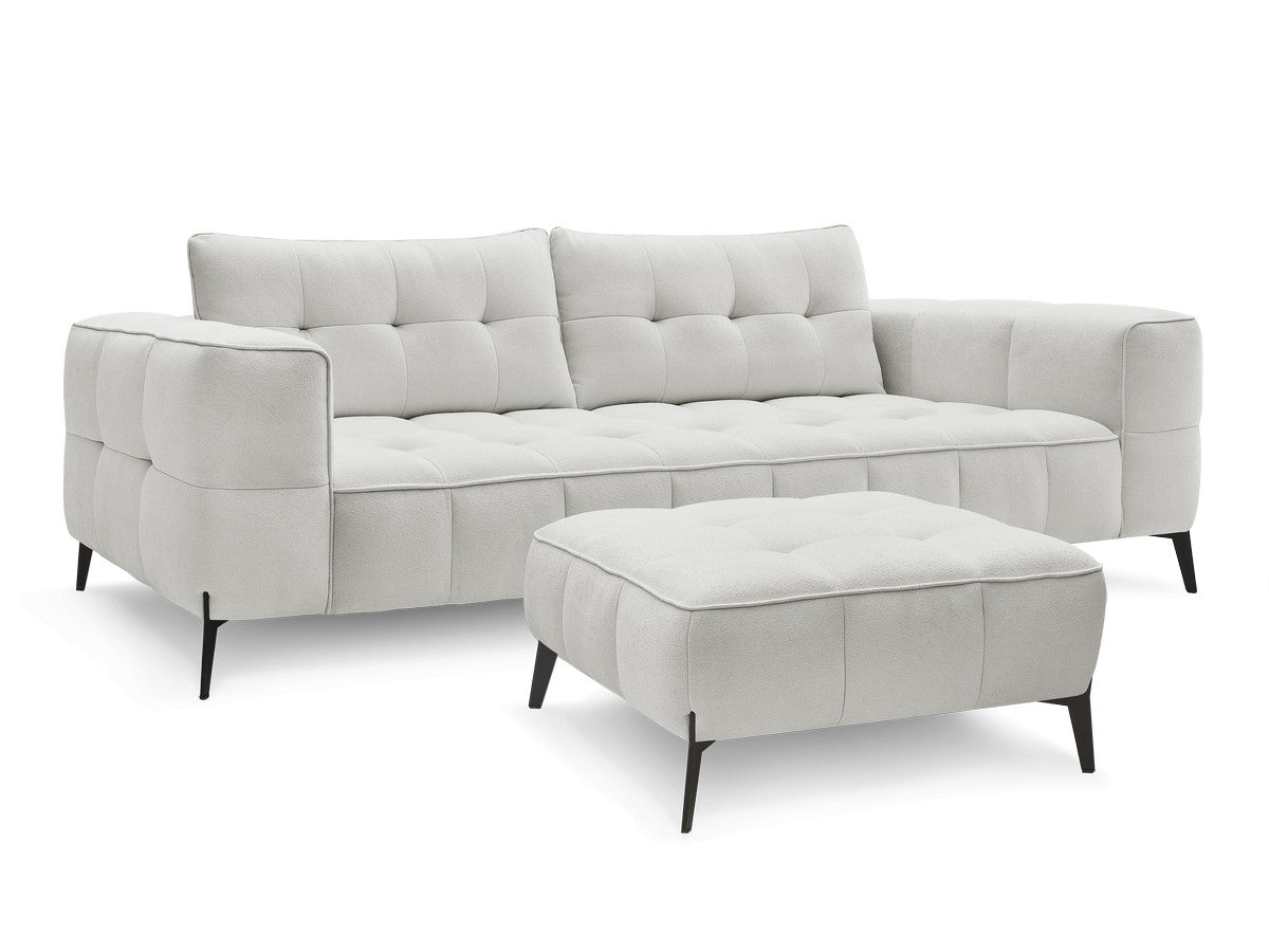 Canapé droit fixe 3 places ANIS tissu texturé avec pouf