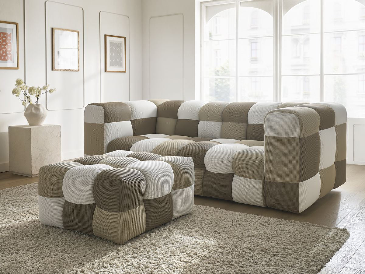 Canapé droit fixe 3 places CLOUD Édition limitée tissu mesh avec pouf