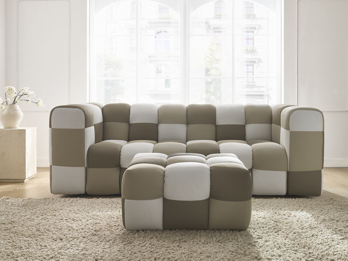 Canapé droit fixe 3 places CLOUD Édition limitée tissu mesh avec pouf
