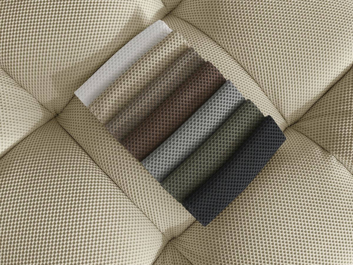 Canapé droit fixe 3 places CLOUD tissu mesh avec pouf