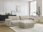 Canapé droit fixe 3 places compact LEONARD tissu texturé avec pouf