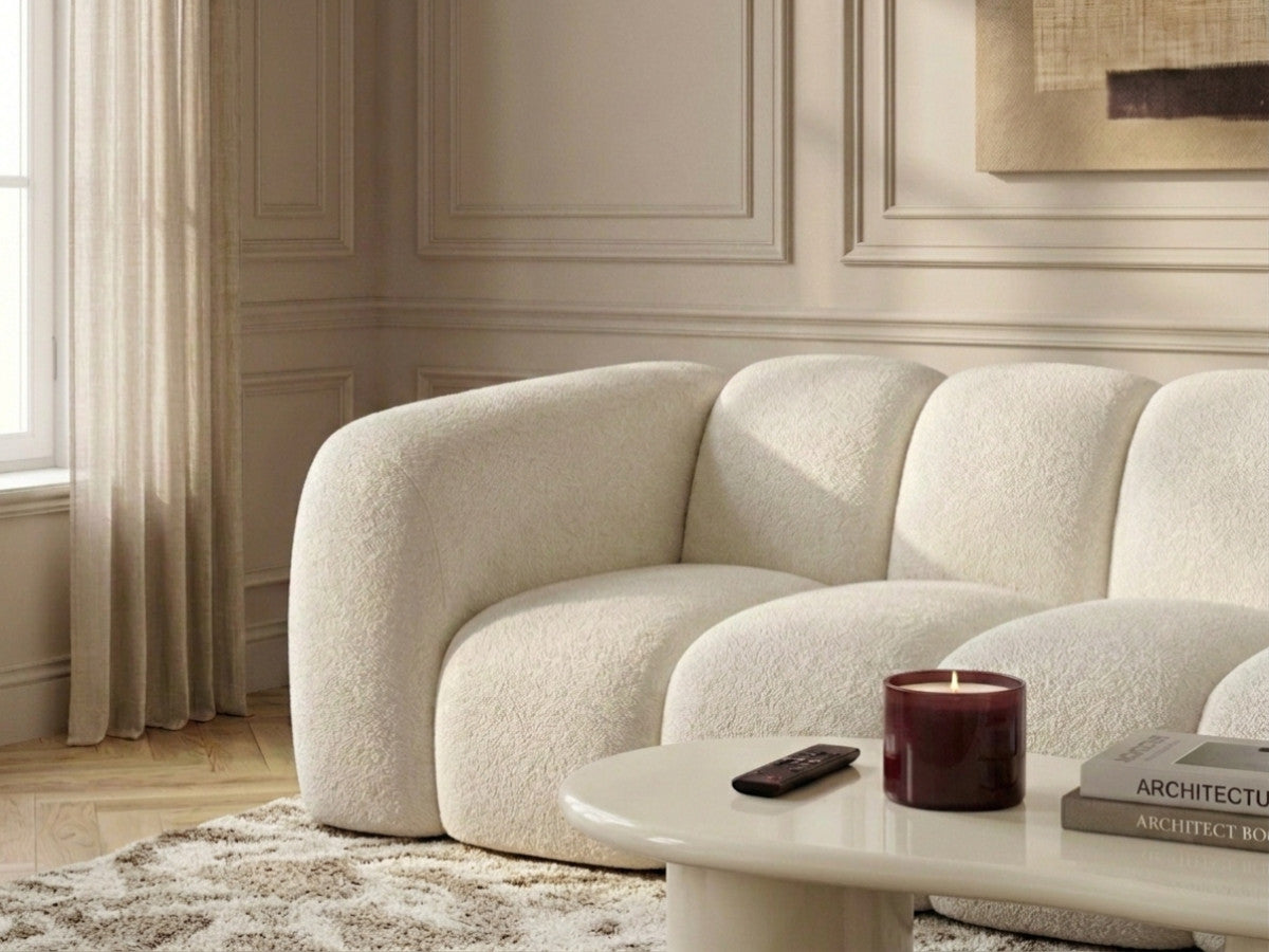 Canapé droit fixe 3 places CURVY tissu chenille