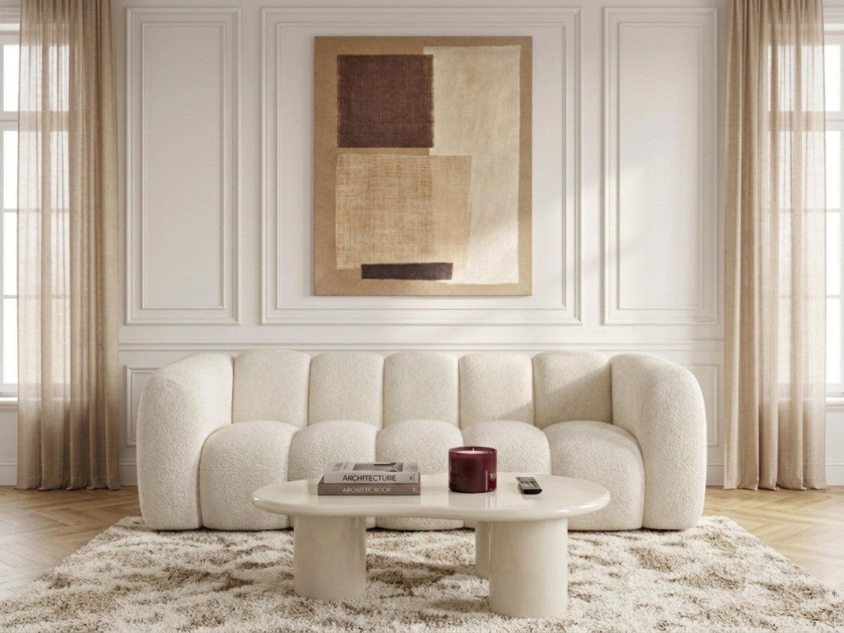 Canapé droit fixe 3 places CURVY tissu chenille